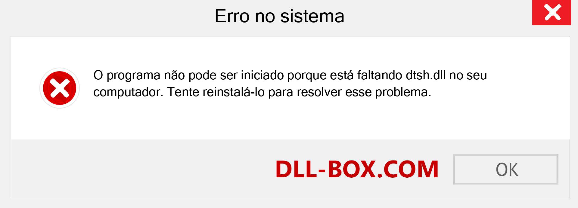 Arquivo dtsh.dll ausente ?. Download para Windows 7, 8, 10 - Correção de erro ausente dtsh dll no Windows, fotos, imagens